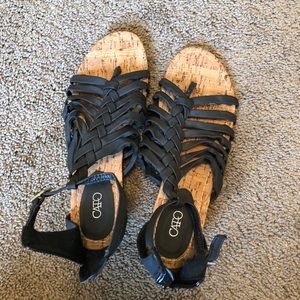 Black strapped sandals